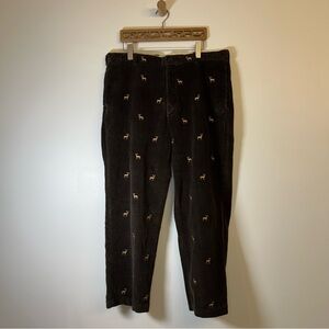 Brooks Brothers Corduroy 'Hudson' Pants in Brown with Stag Motif - size 40x29